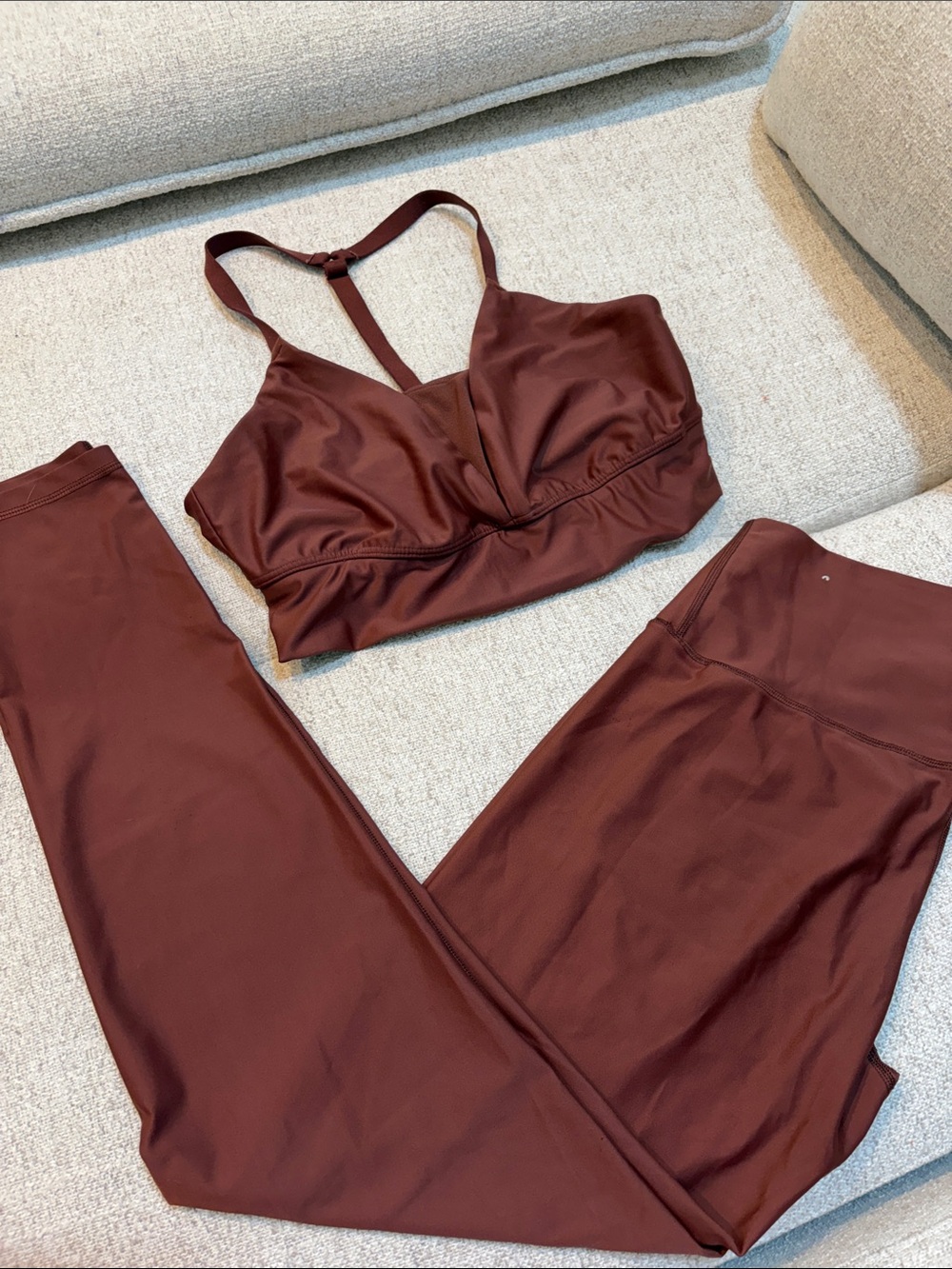 aerie Rust Super-Soft Sports Bra and Leggings Set